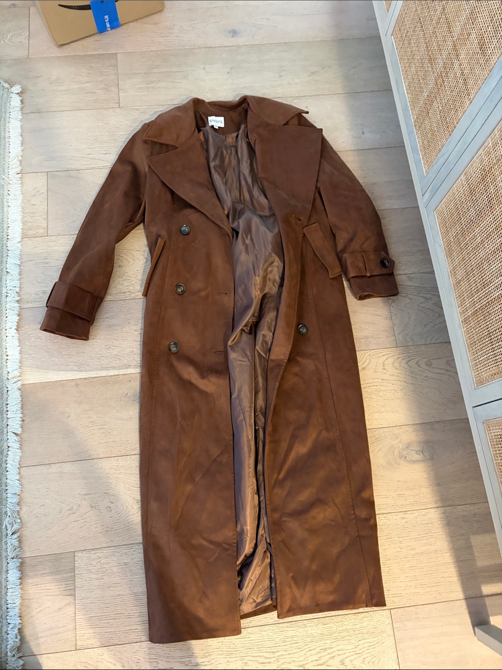 Long Brown Double-Breasted Trench Coat Dutton trench